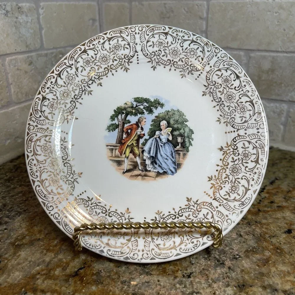 Sebring Pottery‎ Co Plate Chantilly 24k Gold Multicolor Porcelain Size 6.5